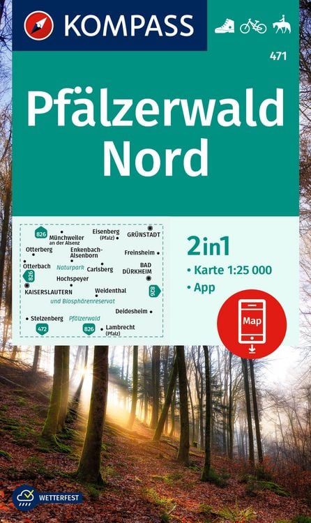 Produktbild: KOMPASS Wanderkarte 471 Pfälzerwald Nord 1:25.000