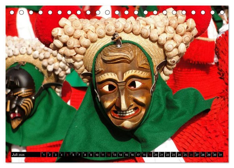 Produktbild: Alemannische Masken (Tischkalender 2026 DIN A5 quer), CALVENDO Monatskalender