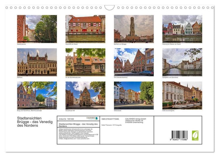 Produktbild: Stadtansichten Br&uuml;gge - das Venedig des Nordens (Wandkalender 2026 DIN A3 quer), CALVENDO Monatskalender