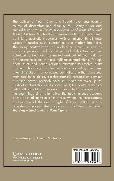 Produktbild: The Political Aesthetic of Yeats, Eliot, and Pound