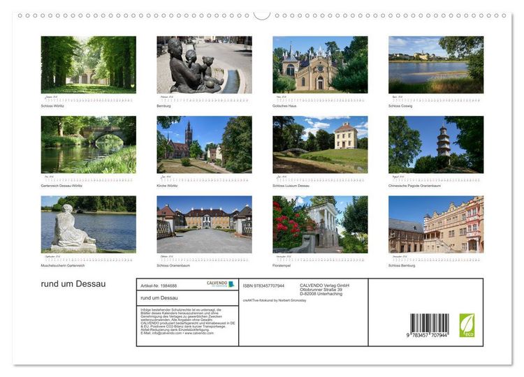 Produktbild: rund um Dessau (hochwertiger Premium Wandkalender 2026 DIN A2 quer), Kunstdruck in Hochglanz