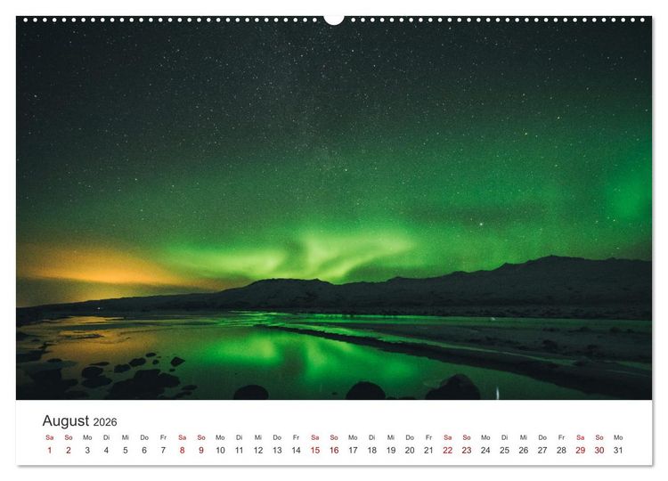 Produktbild: Polarlichter - Einzigartige Himmelsph&auml;nomene im Norden (Wandkalender 2026 DIN A2 quer), CALVENDO Monatskalender