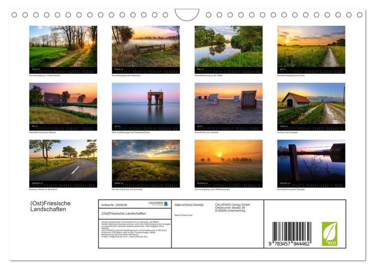 Produktbild: (Ost)Friesische Landschaften (Wandkalender 2026 DIN A4 quer), CALVENDO Monatskalender