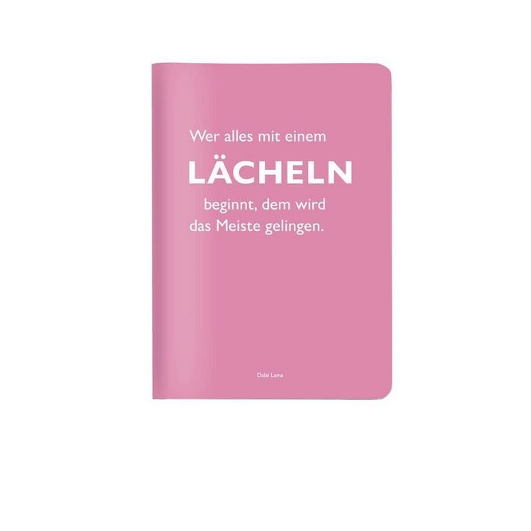 Produktbild: Heft A6 kariert, "Wer alles mit einem L&auml;cheln beginnt, dem wird das Meiste gelingen." (Dalai Lama)