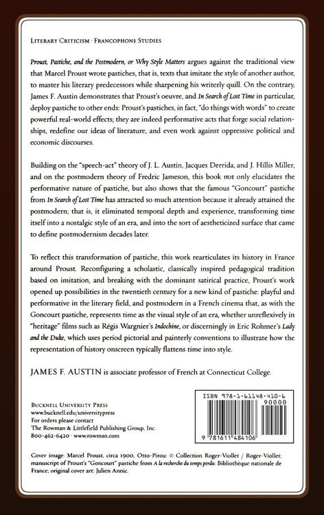 Produktbild: Proust, Pastiche, and the Postmodern or Why Style Matters