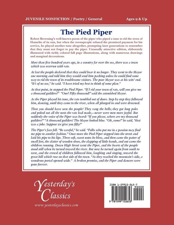 Produktbild: The Pied Piper of Hamelin (Yesterday's Classics)