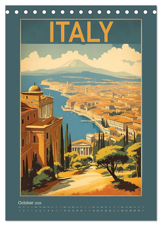 Produktbild: World Travel Posters - Nostalgic Trip Around the Globe (Desk Calendar 2026 DIN A5 portrait), CALVENDO 12 Month DeskCalendar