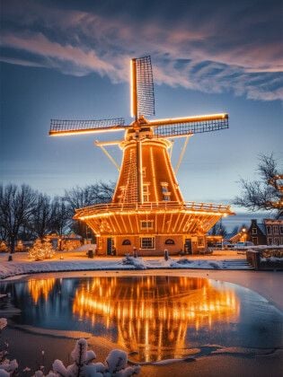 Produktbild: CALVENDO Puzzle Windm&uuml;hlen im Abendlicht, verweben Tr&auml;ume und Geschichten im Gesicht | 1000 Teile Lege-Gr&ouml;&szlig;e 64x48cm Foto-Puzzle f&uuml;r gl&uuml;ckliche Stunde