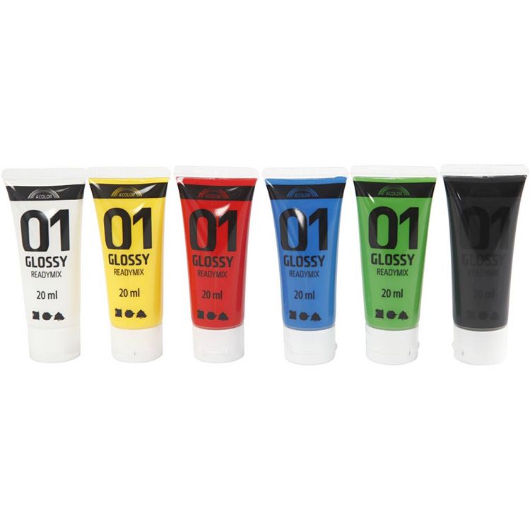 Produktbild: Creativ Company Acrylfarbe Gl&auml;nzend, Standard-Farben, 6x20 ml