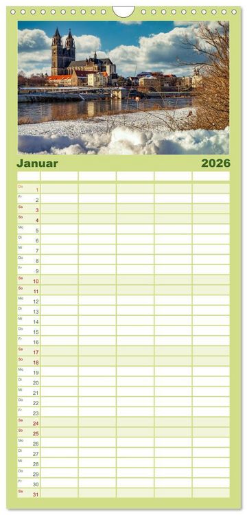 Produktbild: Familienplaner 2026 - Magdeburg entdecken mit 5 Spalten (Wandkalender, 21 x 45 cm) CALVENDO