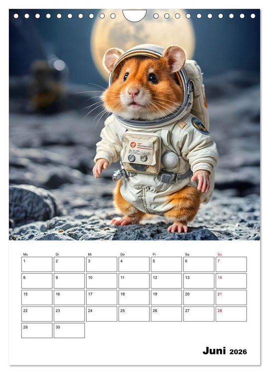 Produktbild: Space Hamster - Mit KI Hamster Astronauten im Weltall (Wandkalender 2026 DIN A4 hoch), CALVENDO Monatskalender