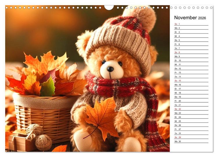 Produktbild: Teddys - Die Jahresreise der KI-Teddyb&auml;ren (Wandkalender 2026 DIN A3 quer), CALVENDO Monatskalender