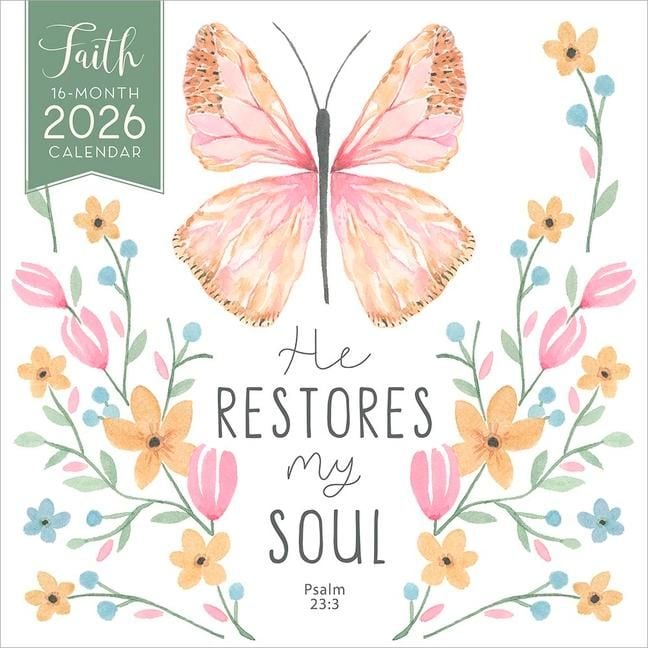 Produktbild: Faith 2026 12 X 24 Inch (Hanging) Monthly Square Wall Calendar Featuring the Artwork of Blue Chair Blessing Plastic-Free