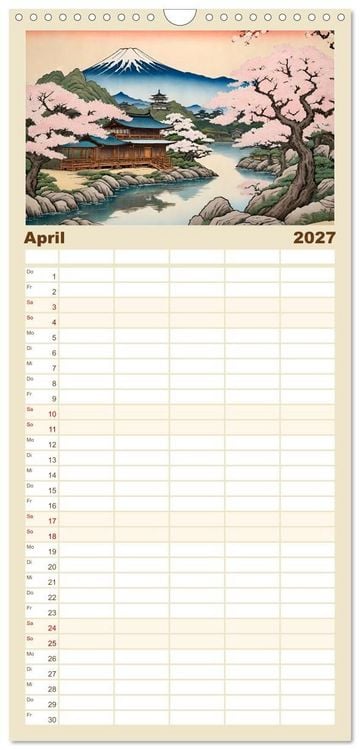 Produktbild: Familienplaner 2027 - Hanami in Japan mit 5 Spalten (Wandkalender, 21 x 45 cm) CALVENDO