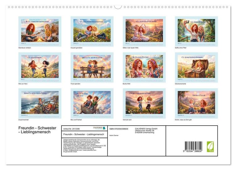 Produktbild: Freundin - Schwester - Lieblingsmensch (hochwertiger Premium Wandkalender 2027 DIN A2 quer), Kunstdruck in Hochglanz
