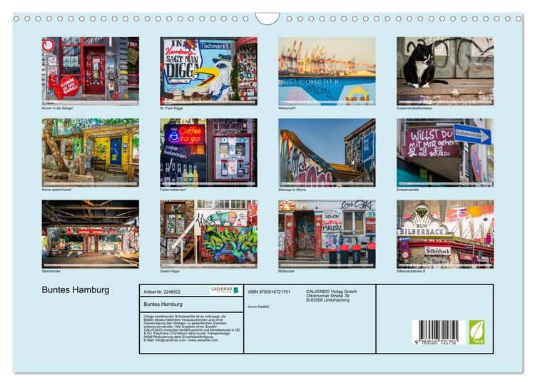 Produktbild: Buntes Hamburg (Wandkalender 2026 DIN A3 quer), CALVENDO Monatskalender