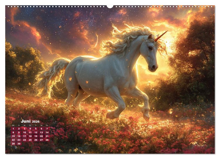 Produktbild: Fliegende M&auml;hnen und Sternenstaub - Ein zauberhafter Jahresbegleiter (Wandkalender 2026 DIN A2 quer), CALVENDO Monatskalender