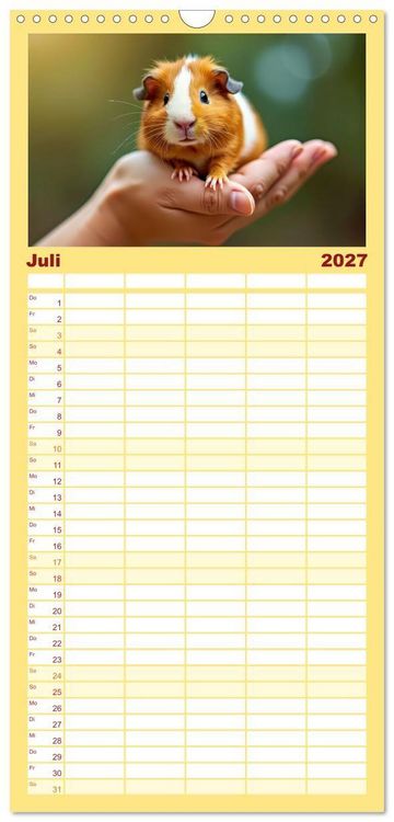 Produktbild: Familienplaner 2027 - S&uuml;&szlig;e Meerschweinchen mit 5 Spalten (Wandkalender, 21 x 45 cm) CALVENDO