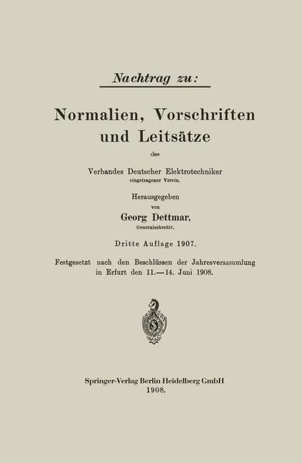 Produktbild: Nachtrag zu: Normalien, Vorschriften und Leits&auml;tze des Verbandes Deutscher Elektrotechniker