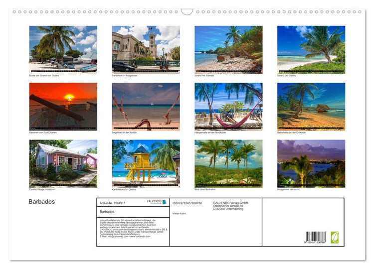 Produktbild: Barbados (Wandkalender 2026 DIN A2 quer), CALVENDO Monatskalender