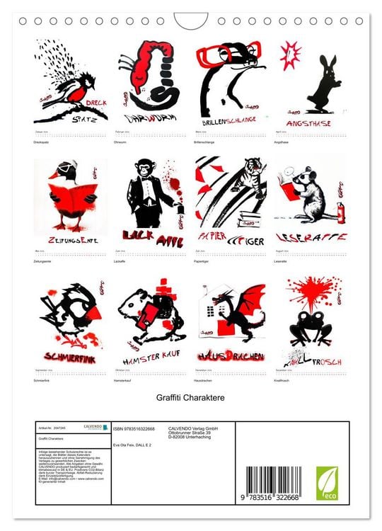 Produktbild: Graffiti Charaktere (Wandkalender 2026 DIN A4 hoch), CALVENDO Monatskalender