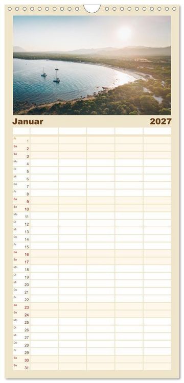 Produktbild: Familienplaner 2027 - Sardinien. Sch&ouml;ne Landschaften und bunte St&auml;dte. mit 5 Spalten (Wandkalender, 21 x 45 cm) CALVENDO