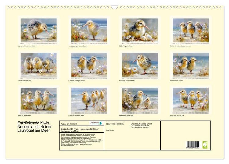 Produktbild: Entz&uuml;ckende Kiwis. Neuseelands kleiner Laufvogel am Meer (Wandkalender 2027 DIN A2 quer), CALVENDO Monatskalender