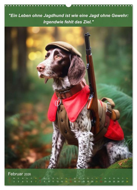 Produktbild: Lustige Jagdhunde mit J&auml;gerlatein (hochwertiger Premium Wandkalender 2026 DIN A2 hoch), Kunstdruck in Hochglanz