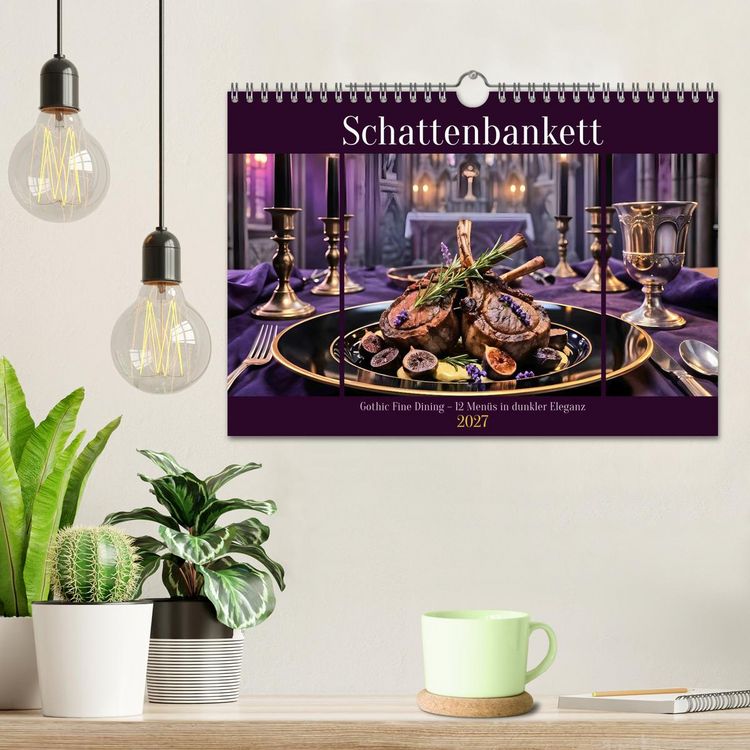 Produktbild: Schattenbankett - Gothic Fine Dining &ndash; 12 Men&uuml;s in dunkler Eleganz (Wandkalender 2027 DIN A4 quer), CALVENDO Monatskalender