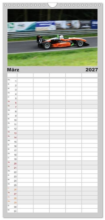 Produktbild: Familienplaner 2027 - Formelrennwagen am Berg mit 5 Spalten (Wandkalender, 21 x 45 cm) CALVENDO