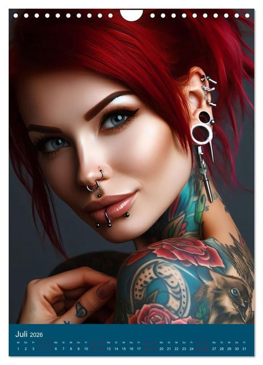 Produktbild: Tattoo und Piercing Women (Wandkalender 2026 DIN A4 hoch), CALVENDO Monatskalender