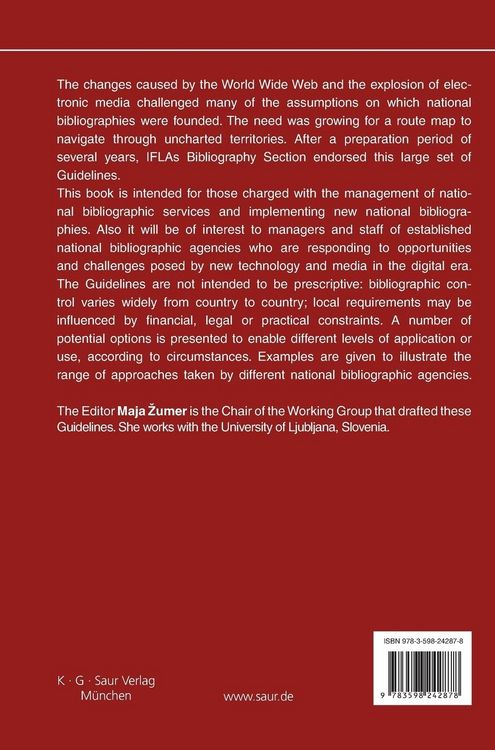 Produktbild: National Bibliographies in the Digital Age: Guidance and New Directions