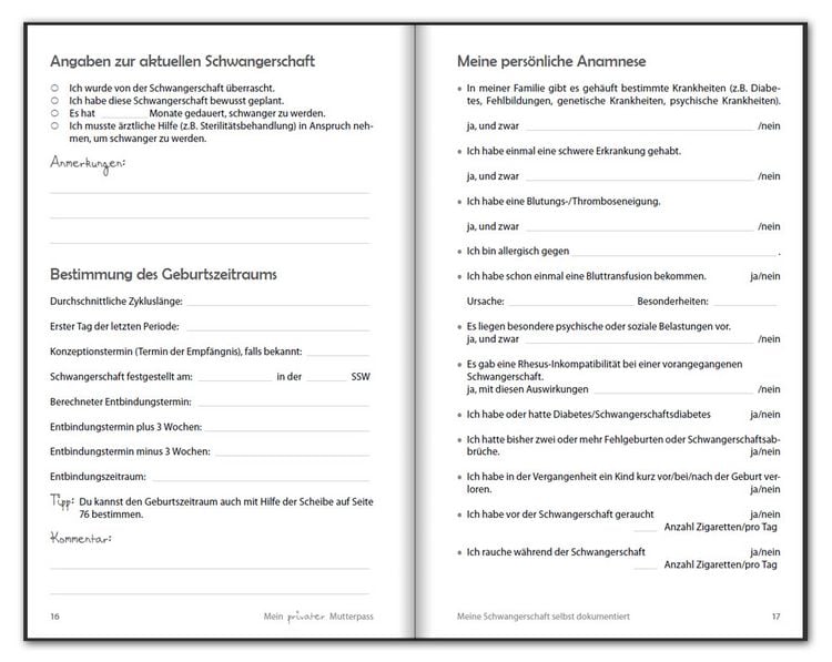 Produktbild: Mein privater Mutterpass - Meine Schwangerschaft selbst dokumentiert