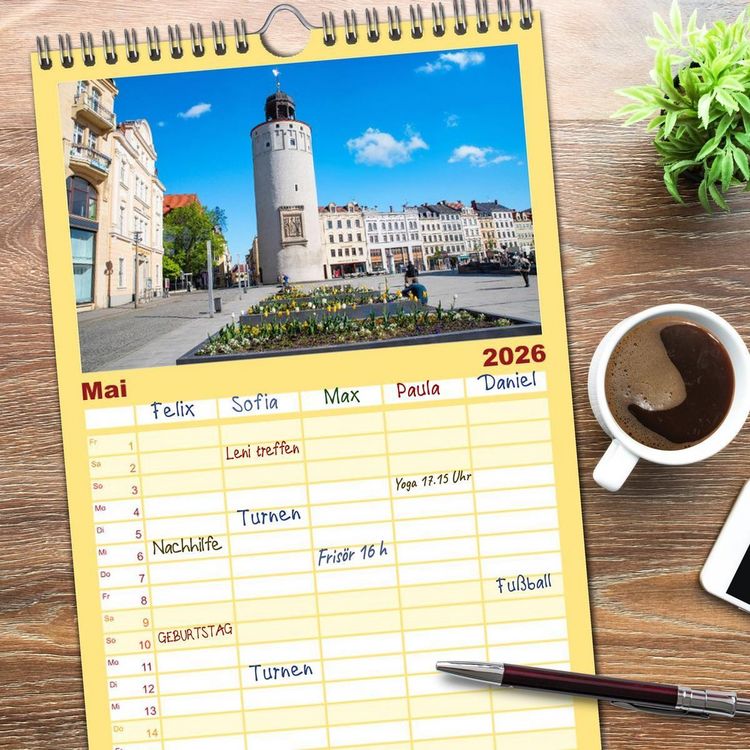 Produktbild: Familienplaner 2026 - G&ouml;rlitz - Europas verborgene Sch&ouml;nheit an der Nei&szlig;e mit 5 Spalten (Wandkalender, 21 x 45 cm) CALVENDO