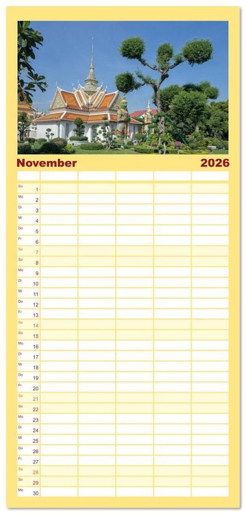 Produktbild: Familienplaner 2026 - BANGKOK Hauptstadt von Thailand mit 5 Spalten (Wandkalender, 21 x 45 cm) CALVENDO