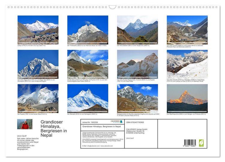 Produktbild: Grandioser Himalaya, Bergriesen in Nepal (Wandkalender 2026 DIN A2 quer), CALVENDO Monatskalender