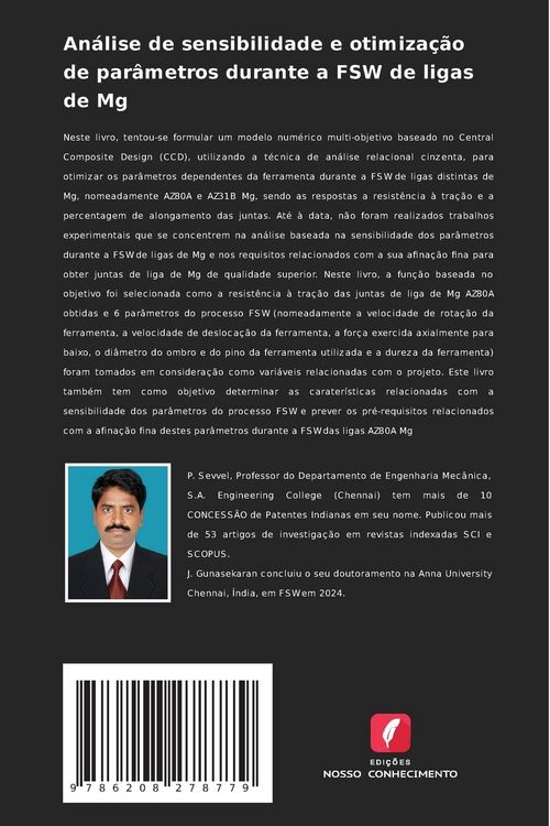Produktbild: An&aacute;lise de sensibilidade e otimiza&ccedil;&atilde;o de par&acirc;metros durante a FSW de ligas de Mg