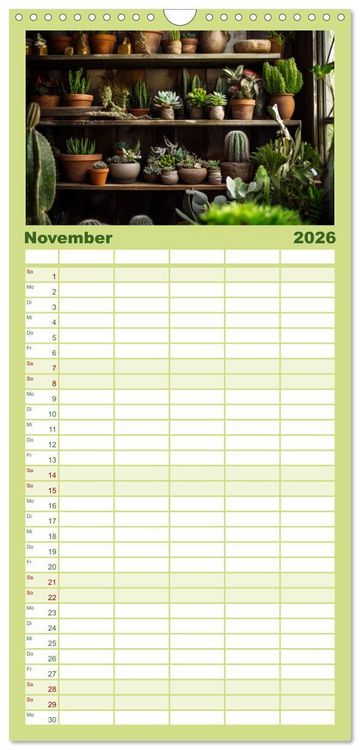 Produktbild: Familienplaner 2026 - Kaktuszauberland mit 5 Spalten (Wandkalender, 21 x 45 cm) CALVENDO