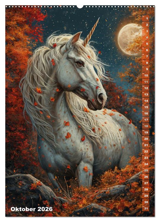 Produktbild: M&auml;rchenhafte Einhornreise - Ein Jahr voller Magie (hochwertiger Premium Wandkalender 2026 DIN A2 hoch), Kunstdruck in Hochglanz