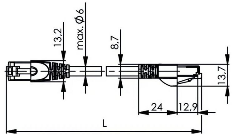 Produktbild: Teleg&auml;rtner 100008844 RJ45 Patchkabel Flammwidrig, mit Knickschutzt&uuml;lle 1St.