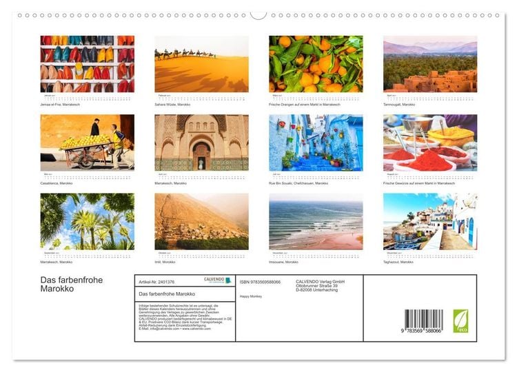 Produktbild: Das farbenfrohe Marokko (hochwertiger Premium Wandkalender 2027 DIN A2 quer), Kunstdruck in Hochglanz