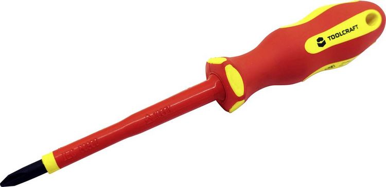 Produktbild: TOOLCRAFT PH2 TO-5345754 VDE, Elektrotechnik und Feinwerktechnik, Werkstatt Kreuzschlitz-Schraubendreher PH 2 Klingenl&auml;nge: 100 mm