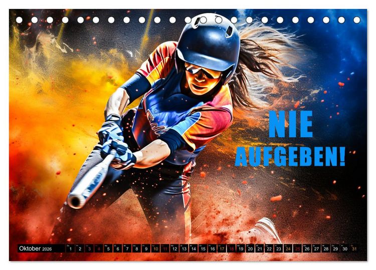 Produktbild: Baseball und Motivation (Tischkalender 2026 DIN A5 quer), CALVENDO Monatskalender