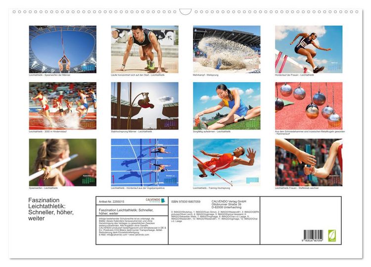 Produktbild: Faszination Leichtathletik: Schneller, h&ouml;her, weiter (Wandkalender 2027 DIN A2 quer), CALVENDO Monatskalender