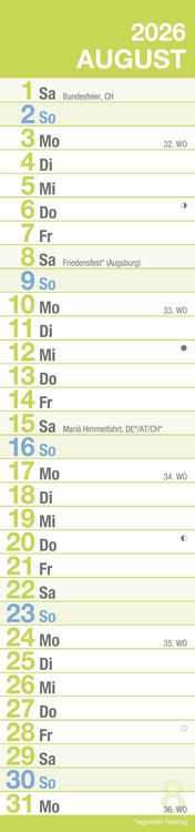Produktbild: GROSSDRUCK Streifenplaner XL 2026 - Streifenkalender - Wandplaner - Küchen-Kalender - 15x64