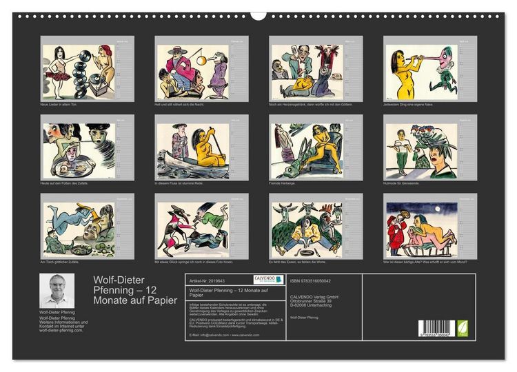 Produktbild: Wolf-Dieter Pfenning &ndash; 12 Monate auf Papier (Wandkalender 2026 DIN A2 quer), CALVENDO Monatskalender