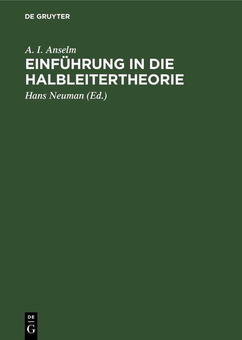 Produktbild: Einf&uuml;hrung in die Halbleitertheorie