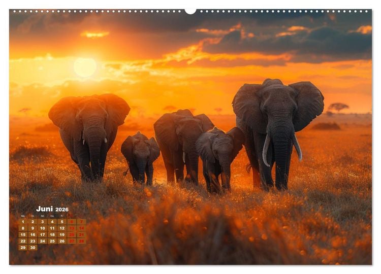 Produktbild: Liebenswerte Elefanten (hochwertiger Premium Wandkalender 2026 DIN A2 quer), Kunstdruck in Hochglanz