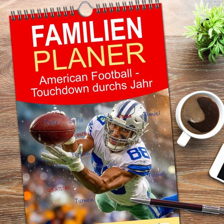 Produktbild: Familienplaner 2026 - American Football - Touchdown durchs Jahr mit 5 Spalten (Wandkalender, 21 x 45 cm) CALVENDO