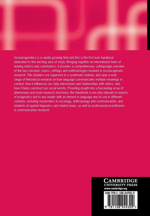 Produktbild: The Cambridge Handbook of Sociopragmatics